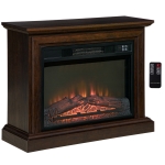 HOMCOM 31" Electric Fireplace with Dimmable Flame Effect and Mantel, Freestanding Space Heater with Log Hearth and Remote Control, 1400W, Brown