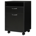 HOMCOM Mobile File Cabinet Organizer with Drawer and Cabinet, Printer Stand with Castors, Black
