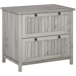 HOMCOM Retro Style 2-Drawer Lateral File Cabinet Chest with Hanging Bars, Wooden Documents Storage for Letter/Legal Size, Grey