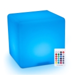 HOMCOM 11.75" RGB Waterproof Rechargeable Adjustable Color Changing Cube With Remote Control
