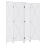 HOMCOM 4 Panel Folding Room Divider, 5.5ft Tall Freestanding Paulownia Wood Wall Divider Panels for Indoor Bedroom Office, White