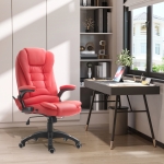 HOMCOM Executive Massage Office Chair Ergonomic Heated Vibrating Faux Leather, Red