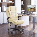 HOMCOM Ergonomic Massage Chair Office Computer Executive Heated Vibrating, Beige