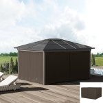 Outsunny 10' x 10' Universal Gazebo Sidewall Set with 4 Panels, Hooks/C-Rings Included for Pergolas & Cabanas, Brown