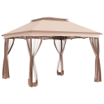 Outsunny 11' x 11' Pop Up Gazebo Outdoor Canopy Shelter with 2-Tier Soft Top, and Removable Zipper Netting, Event Tent with Large Shade, and Storage Bag for Patio, Backyard, Garden, Khaki