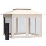 Outsunny 11' x 11' Pop Up Gazebo Outdoor Canopy Shelter with 2-Tier Soft Top, and Removable Zipper Netting, Event Tent with Large Shade, and Storage Bag for Patio, Backyard, Garden, Beige