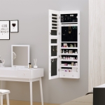 HOMCOM Mirrored Jewelry Cabinet Armoire Organizer Storage w/ Lock 6 Inside LED Lights