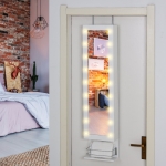 HOMCOM Mirrored Jewelry Cabinet Armoire Storage Organizer w/ Mirror 18 LED Lights