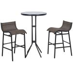 Outsunny 3 Piece Outdoor Patio Pub Bistro Table and Chairs Set - Black / Tan