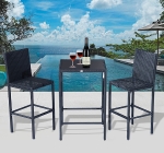 Outsunny 3pc Patio Rattan Bistro Set Barstool Table Wicker Outdoor Furniture, Black