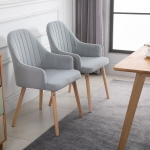 HOMCOM Set of 2 Velvet Style Dining Chair with Solid Rubber Legs Single Upholstered Seat