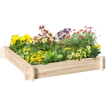 Outsunny 39'' x 39'' Screwless Raised Garden Bed Wooden Planter Box Herb Garden