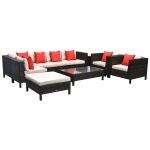 Outsunny 9 Piece Rattan Wicker Outdoor Patio Furniture Sectional Sofa Set