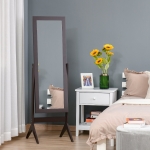 HOMCOM Free-standing Full-length Jewelry Dressing Mirror Angle Adjustable Living Room Bedroom Dark Brown