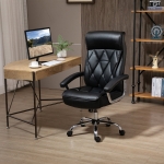 Vinsetto High Back Office Chair Computer Task Seat Adjustable Ergonomic Executive Office Chair Diamond-Stitched PU Leather Swivel with Padded Armrests,Black