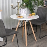 HOMCOM Dining Table Nordic Style Round 80cm Table White Desktop with Beech Leg