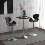 HOMCOM Square Pub Table Counter Bar Table with Faux Leather Tabletop and Adjustable Footrest for Living Room, Kitchen