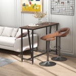 HOMCOM Rustic Industrial Bar Table Accent Pub Table with Metal Legs for Home Bar, Kitchen, Dining Room, Living Room, Walnut