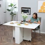 HOMCOM Drop Leaf Table Folding Dining Table Multifunctional Expandable with 2 Shelves