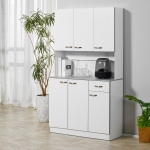 HOMCOM 71" Modern Buffet with Hutch, Standing Kitchen Hutch with Storage Cabinets, Drawer, Open Space with Microwave Stand, White
