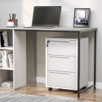 HOMCOM 3-Drawer Locking File Cabinet Mobile Chest of Drawers Side Table on Wheels