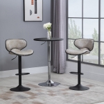 HOMCOM Vintage Bar Stool Set of 2 Faux Leather Adjustable Height Armless Chairs with Swivel Seat, Grey