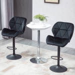 HOMCOM Bar Stool Set of 2 Fabric Adjustable Height Armless Upholstered Counter Chairs with Swivel Seat, Black