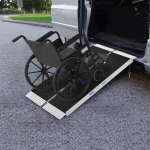 HOMCOM 4' Portable Wheelchair Ramp Aluminum Threshold Mobility Singlefold for Scooter with Carrying Handle Non-skid Surface 600lbs