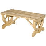 Outsunny 2-Person Garden Bench Outdoor Wagon Wheel Porch Bench for Backyard, Patio, Garden Natural