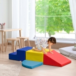 Qaba Climb and Crawl Foam Play Set Toddler Nugget 4 Pieces Lightweight Interactive Set for Baby Climbing, Crawling, Sliding Play Zone