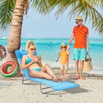 Outsunny Adjustable Back Relaxer Sun Bed Garden Lounger Recliner Chair Furniture Blue
