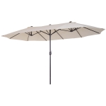 Outsunny 15ft Patio Umbrella Double-Sided Outdoor Market Extra Large Umbrella with Crank Handle for Deck, Lawn, Backyard and Pool, Cream White