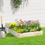 Outsunny 39'' x 39'' Screwless Raised Garden Bed, Wooden Planter Box, Easy DIY Herb Garden for Vegetable Flower Herb Outdoor Lawn Yard Patio
