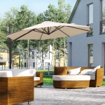 Outsunny 10' Hanging Patio Umbrella Outdoor Tilt Market Sunshade w/ Cross Base