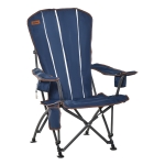 Outsunny Folding Adirondack Chair with padded, Beach Lounge Chair with High Back, Durable Oxford Fabric, Built-In Cup Holder, Bottle Opener, Blue