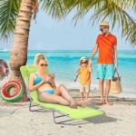 Outsunny Portable Adjustable Reclining Seat Folding Garden Chaise Lounge Outdoor Camping Beach Lounging Bed with Pillow, Green