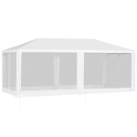 Outsunny 10' x 20' Gazebo Canopy Tent with 4 Removable Mesh Side Walls for Events & Weddings, White