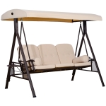Outsunny Outdoor Patio 3 Seat Steel Canopy Cushioned Bench Swing