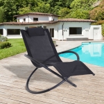 Outsunny Orbital Foldable Zero Gravity Lounger Seat Outdoor Patio Chaise Lounge Garden Rocking Chair with Pillow, Black