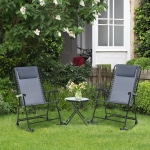 Outsunny 3 Piece Outdoor Rocking Chair Patio Table Seating Set Rocker Bistro Sling Mesh Lounger Coffee Desk, Grey