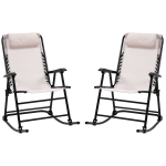 Outsunny Mesh Outdoor Patio Folding Rocking Chair Set - Cream White