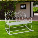 Outsunny Patio 2 Seater Rocking Bench Steel Garden Outdoor Garden Loveseat, White