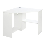 HOMCOM Corner Desk Triangle Corner Office Computer Writing Desk White Multi-Tier Writing Table for Home & Office with Multiple Shelf Build & Sturdy Design - White