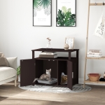 PawHut Wooden Cat Washroom Pet Litter Box Enclosure Kitten House Nightstand End Table Hideaway Cabinet with Removable/ Adjustable Divider Magnetic Doors Brown