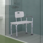 HOMCOM 6-Level Adjustable Aluminum Bath Stool Shower Bench w/ Non-Slip Feet Armrest