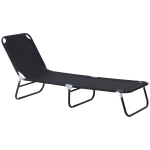 Outsunny 4-Position Adjustable Backrest Chair Lounger for Pool / Sun - Black