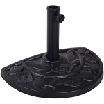 Outsunny 20lbs Half Round Patio Umbrella Base Outdoor Decorative Resin Parasol Stand Holder for Φ1.5", Φ1.9" Pole, for Lawn, Deck, Backyard, Garden, Black