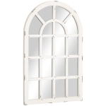 HOMCOM 43" x 27.5" Wall Mirror, Arch Window Mirror for Wall, Rustic White