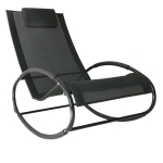 Outsunny Patio Rocking Lounge Chair Orbital Zero Gravity Seat Pool Chaise with Pillow - Black