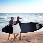 HOMCOM Inflatable Surf Boards W/ Paddle Fix Bag Air Pump Fin Backpack -Grey White